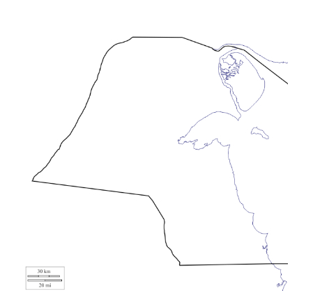 خريطة الكويت صماء ابيض واسود