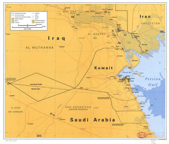 خريطة الكويت والسعودية