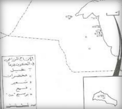 خريطَة المناطق الزراعية في الكويْت قديمًا