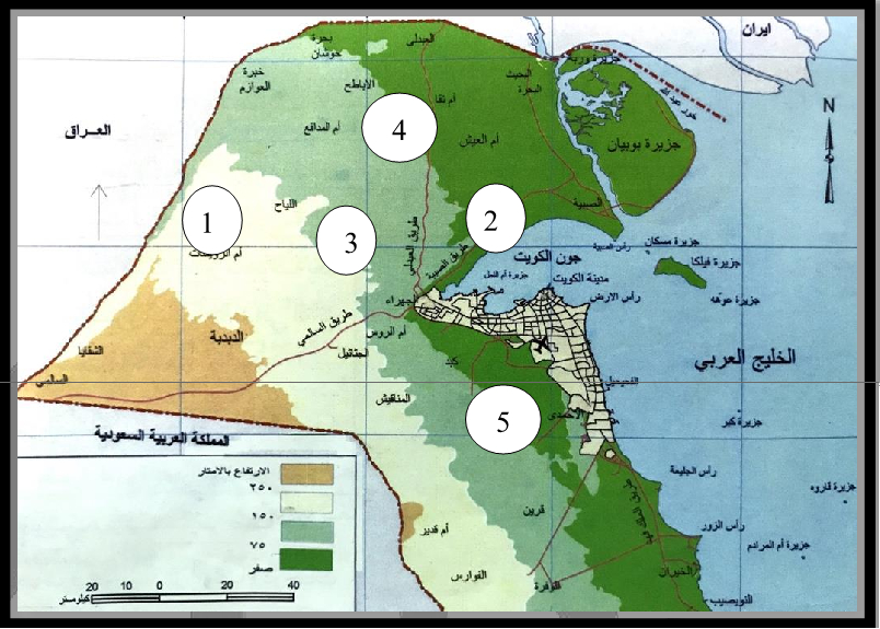خريطة المناطق الزراعية في الكويت