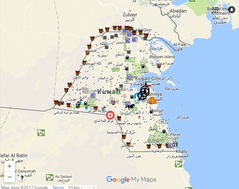 خريطة بر دولة الكويت