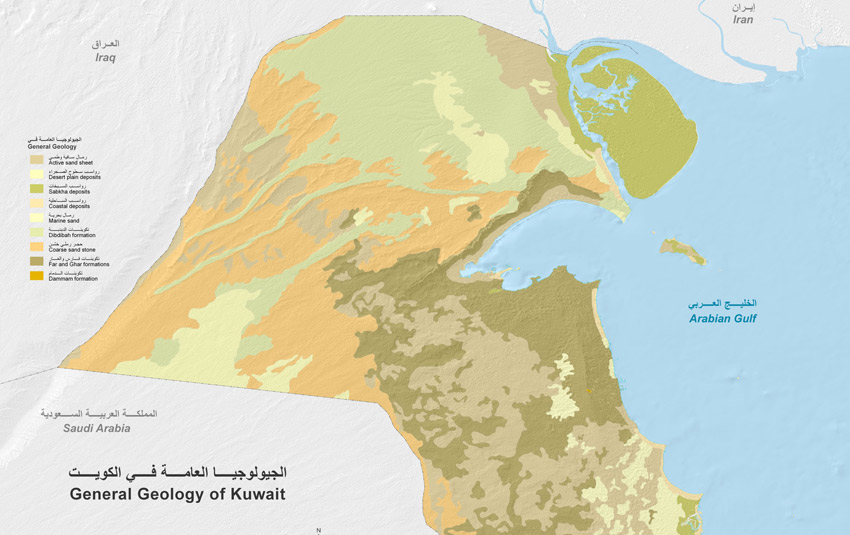 خريطة تضاريس دولة الكويت صماء