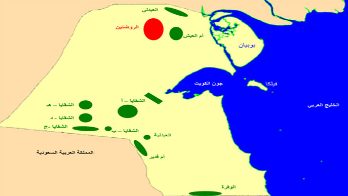 خريطة حقول النفط في الكويت