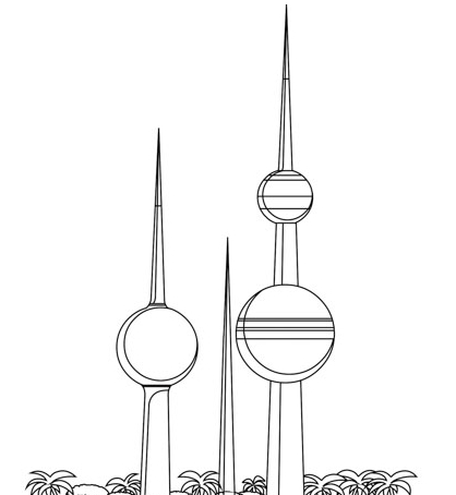 رسومات أبراج الكويت للتلوين