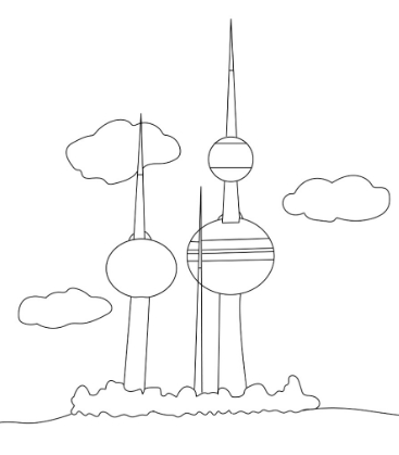 صور ابراج الكويت للتلوين