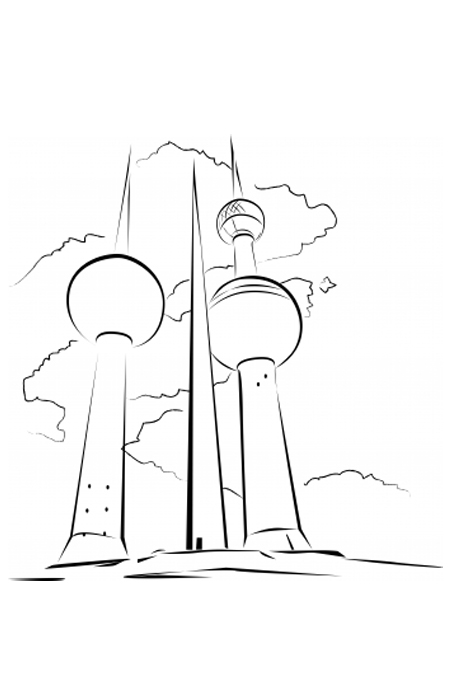 صور ابراج الكويت للتلوين