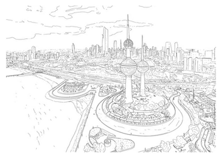 صور ابراج الكويت للتلوين