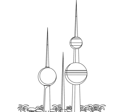صور ابراج الكويت للتلوين
