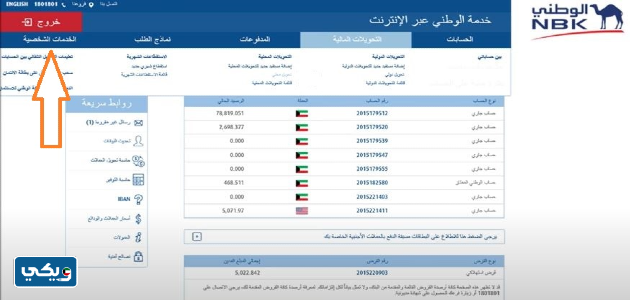 كشف الحساب الالكتروني اون لاين