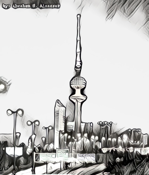 رسم برج التحرير بالرصاص