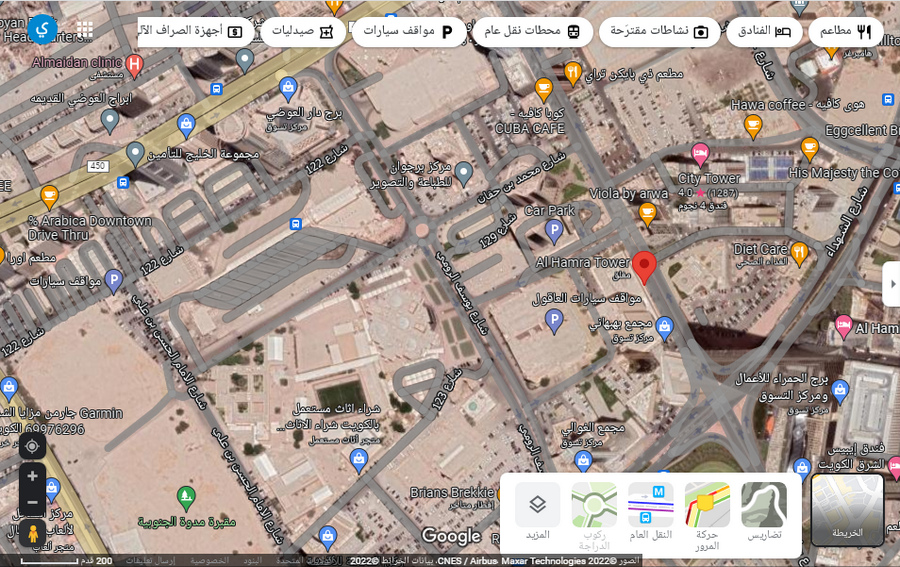 عنوان برج الحمراء في الكويت على جوجل ماب