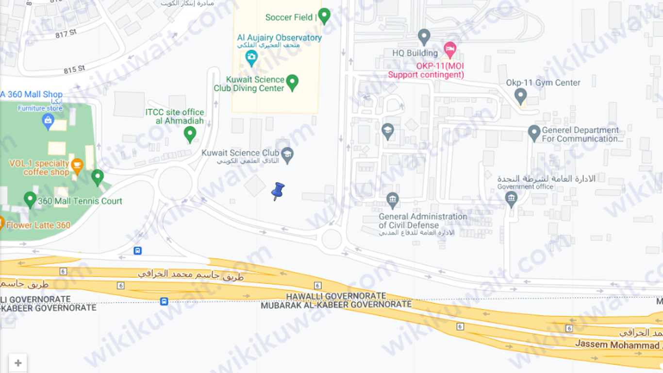 موقع النادي العلمي الكويتي على جوجل ماب
