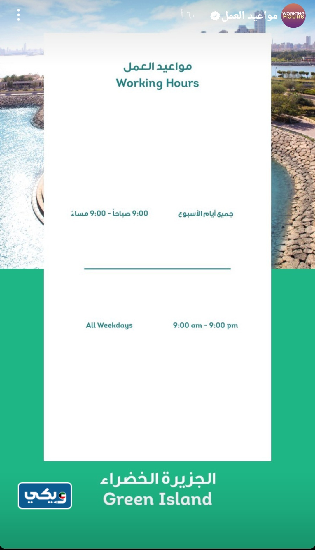 مواعيد عمل الجزيرة الخضراء الكويت 2023