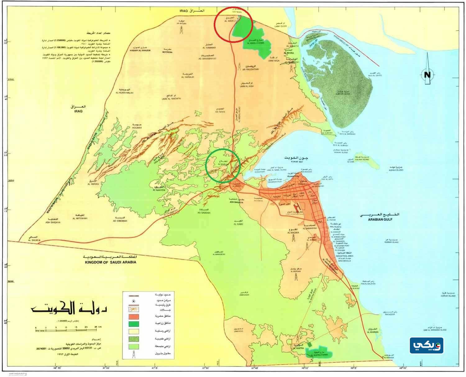 موقع جزر دولة الكويت على الخريطة