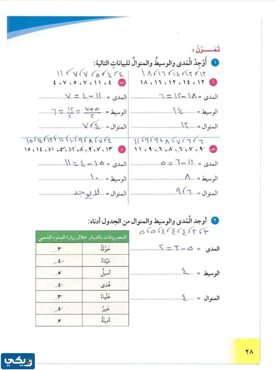 حل كتاب الرياضيات للصف السادس الفصل الدراسي الاول
