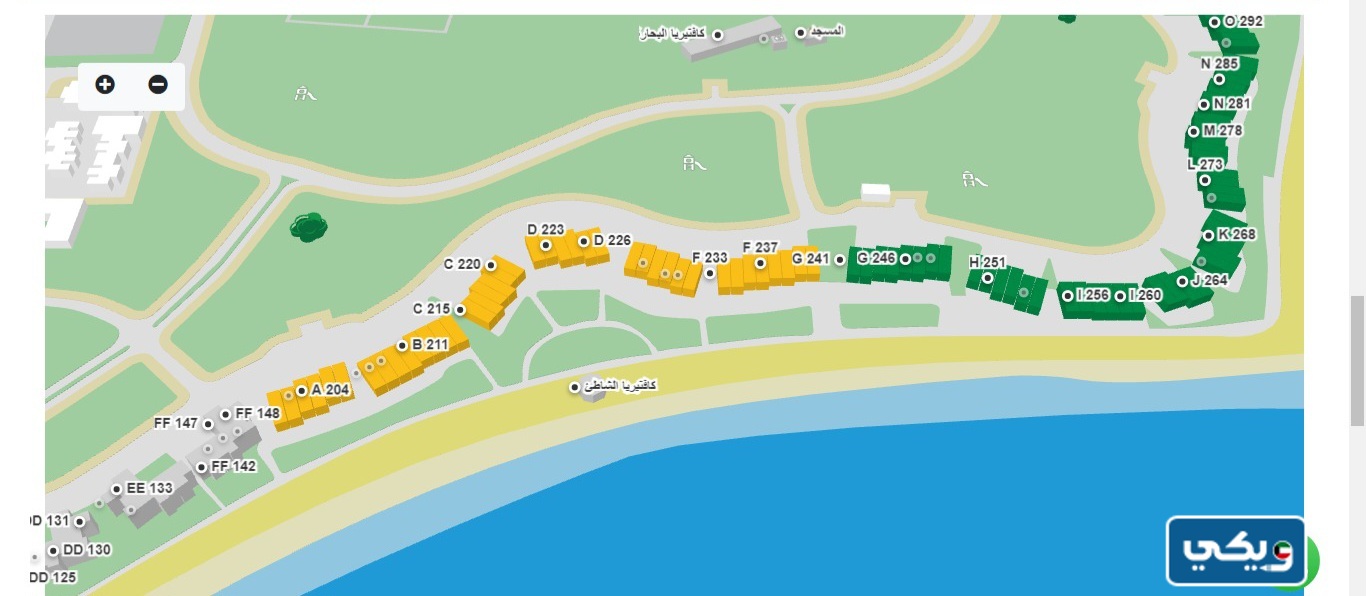 خريطة ارقام شاليهات منتزه الخيران