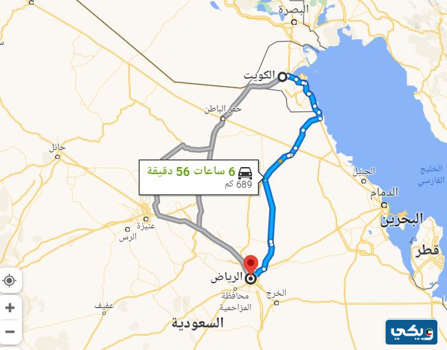 كم ساعه من الكويت الى الرياض بالسيارة