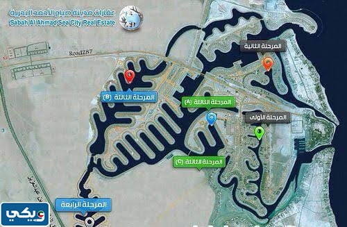 خريطة قطاعات مدينة صباح الأحمد البحرية