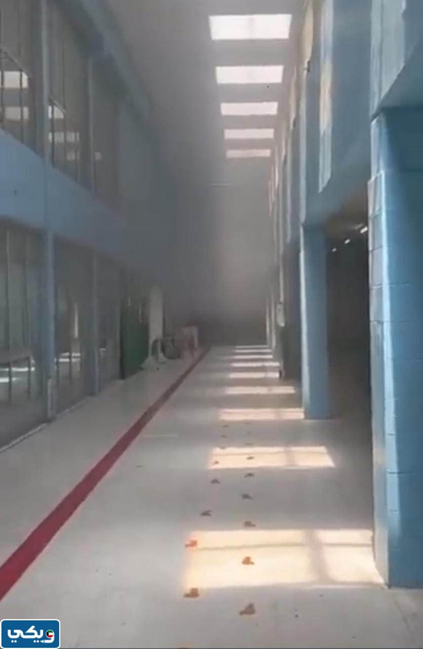 صور حريق مدرسة أم البراء الجهراء