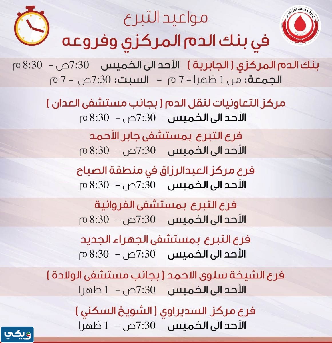 مواعيد التبرع بالدم في بنك الدم المركزي