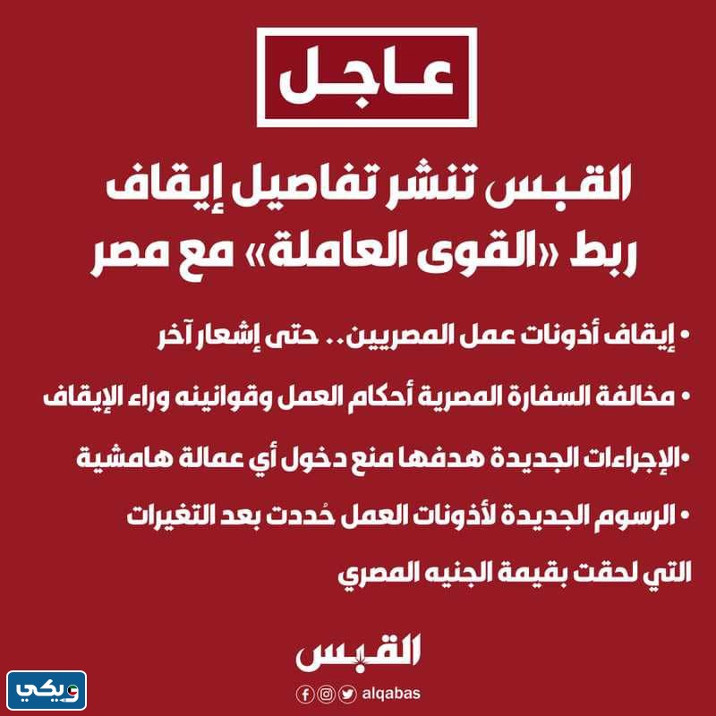 تفاصيل وقف تأشيرة العمل للمصريين