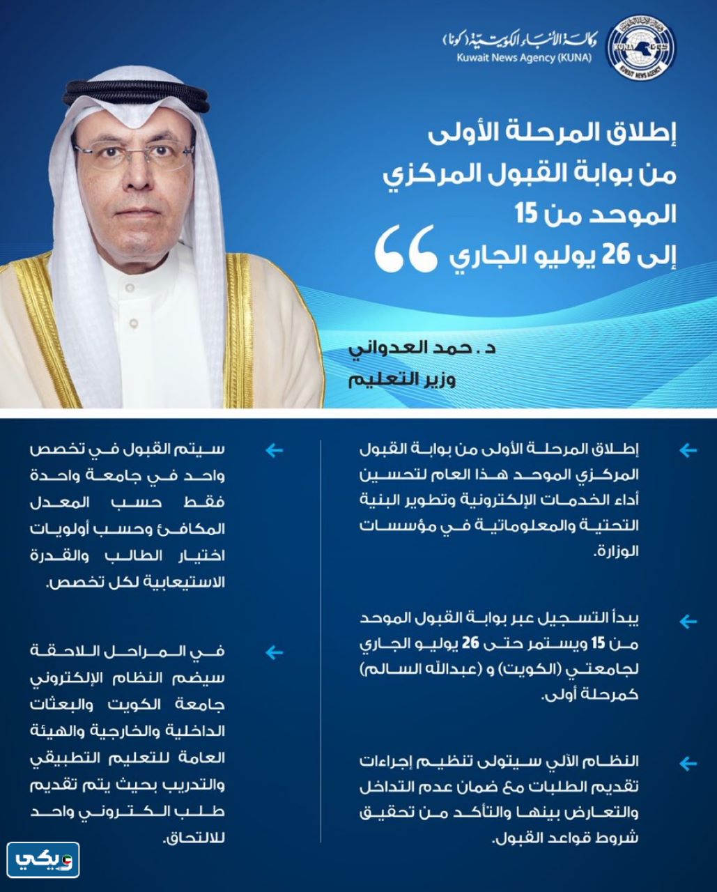 موعد التسجيل في بوابة القبول المركزي الموحد 2023