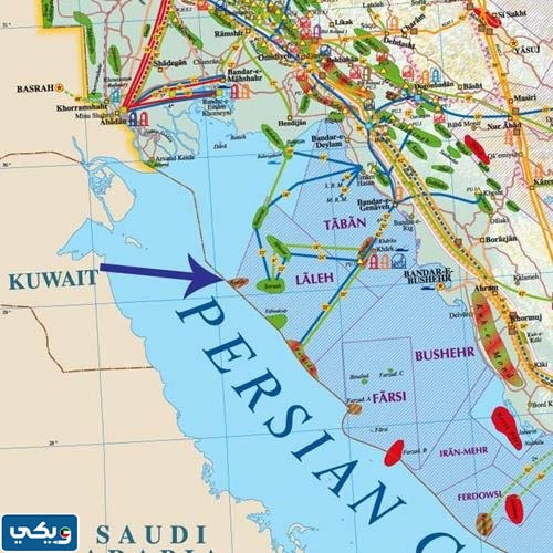 موقع حقل الدرة الكويتي على الخريطة