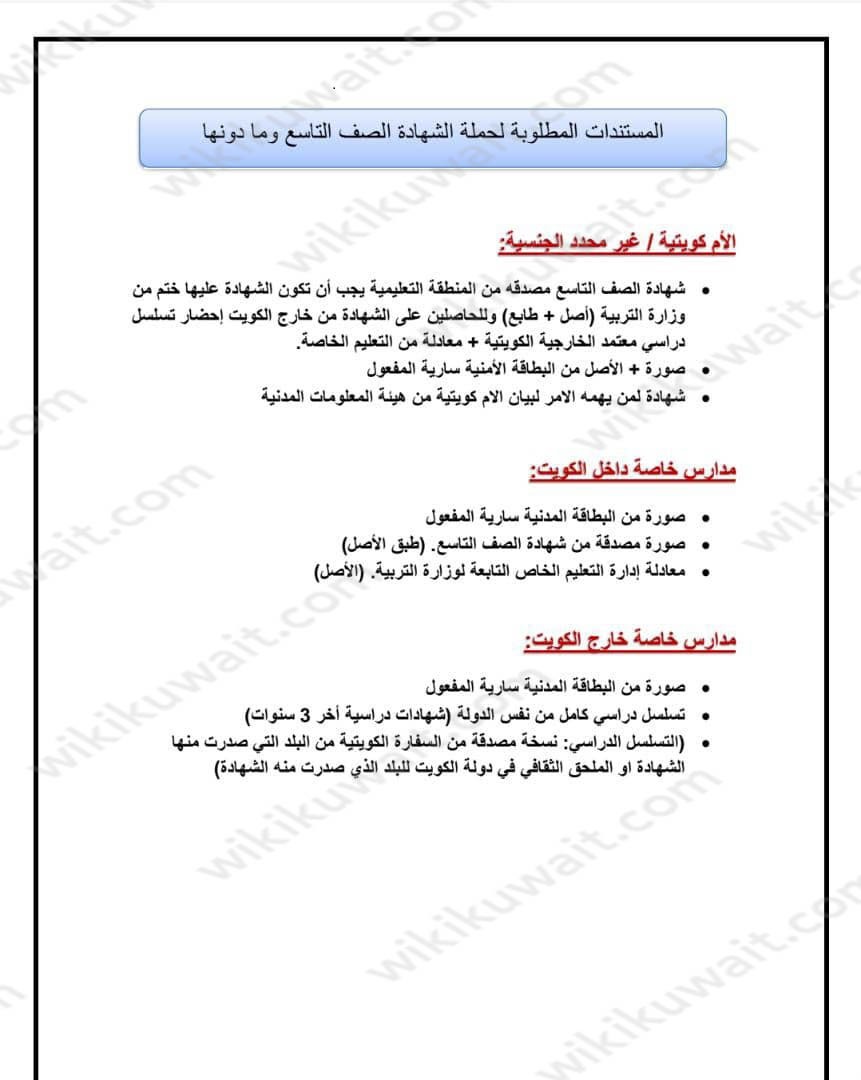 المستندات المطلوبة لتخصُّصات التَّطبيقي شهادة متوسِّط بنات وبنين 2023 / 2024