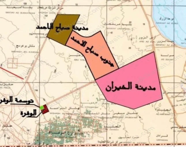 خريطة مدينة صباح الأحمد السكنية