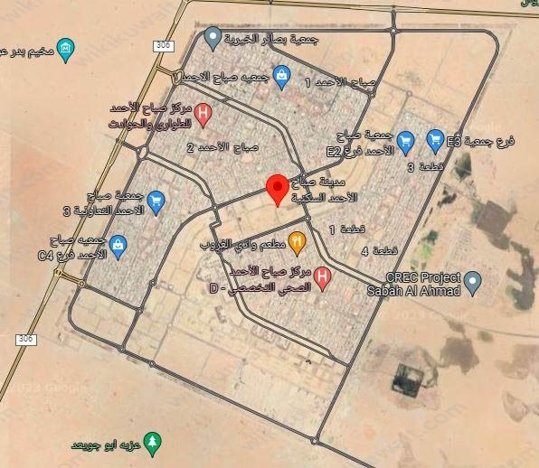 خريطة مدينة صباح الأحمد السكنية