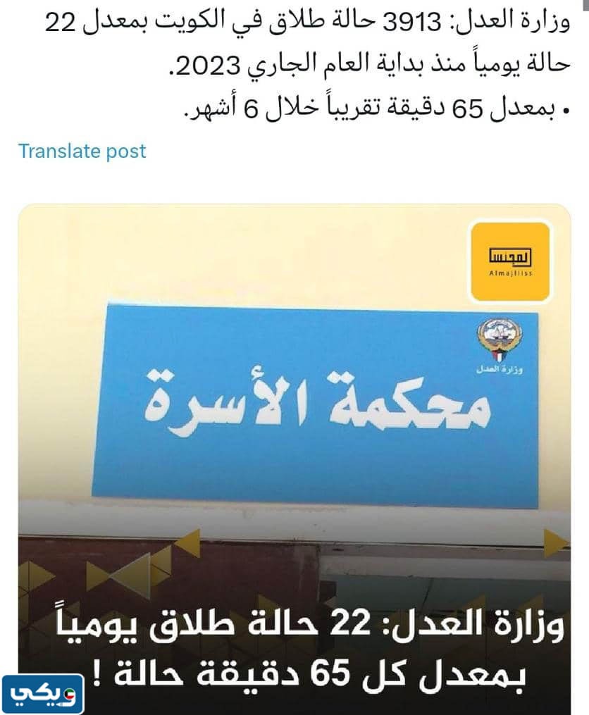 كم عدد حالات الطلاق في الكويت 2023