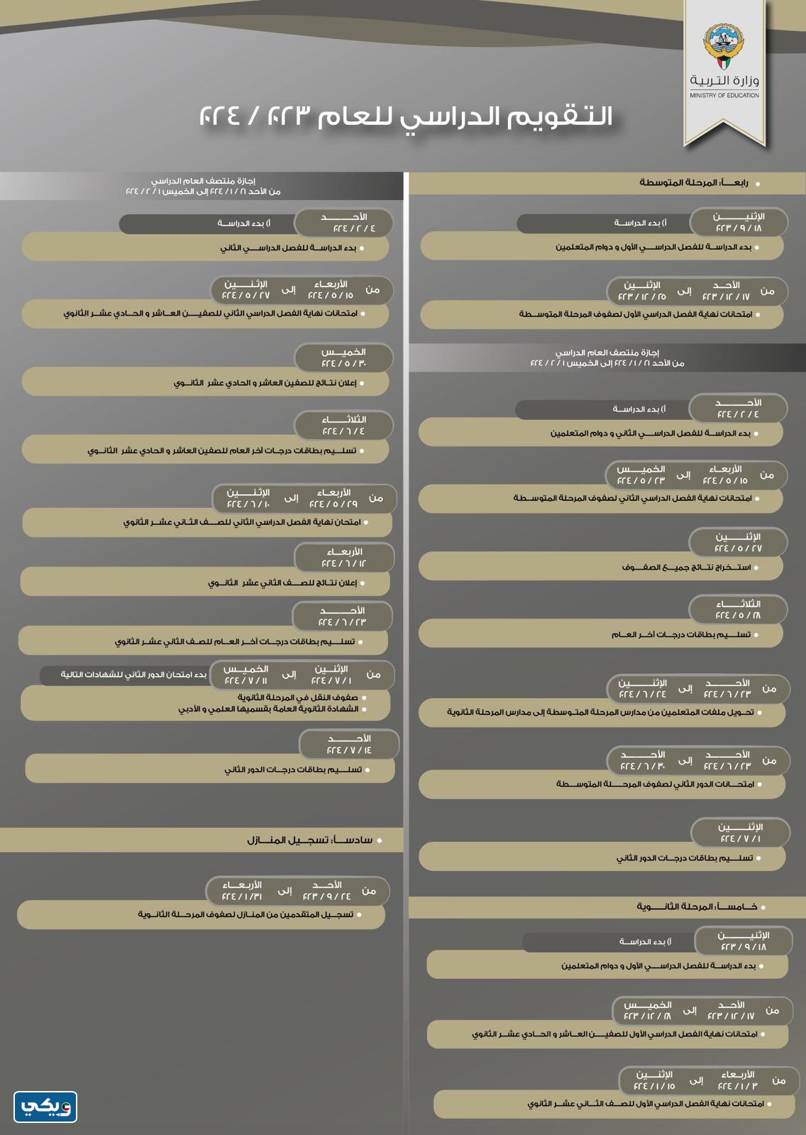 جدولُ دوامِ المدارسِ في الكويت 2023 / 2024 الثانوي