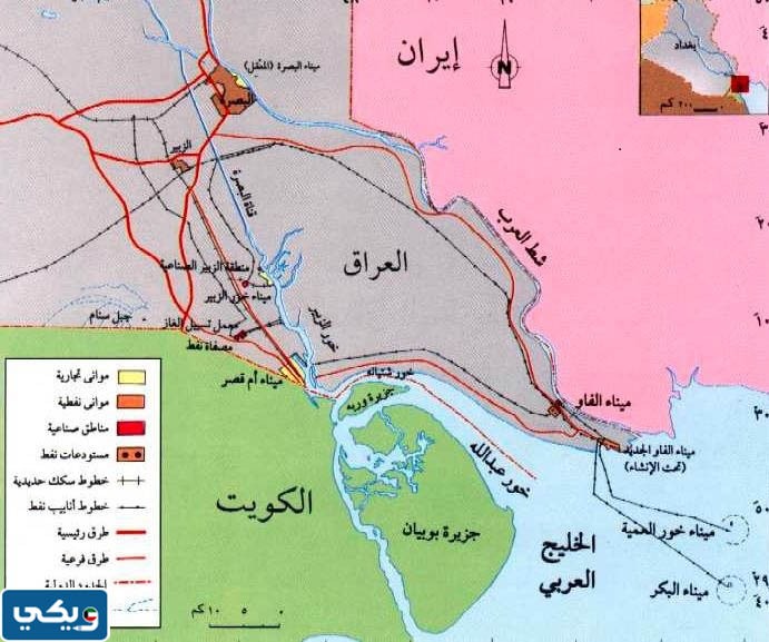 خور عبدالله على الخريطة