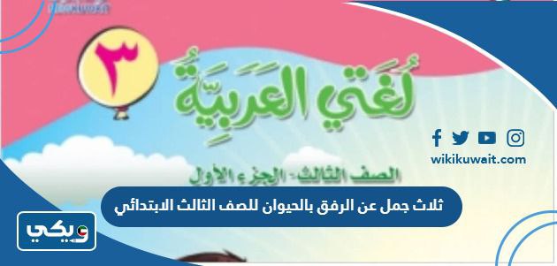 ثلاث جمل عن الرفق بالحيوان للصف الثالث الابتدائي