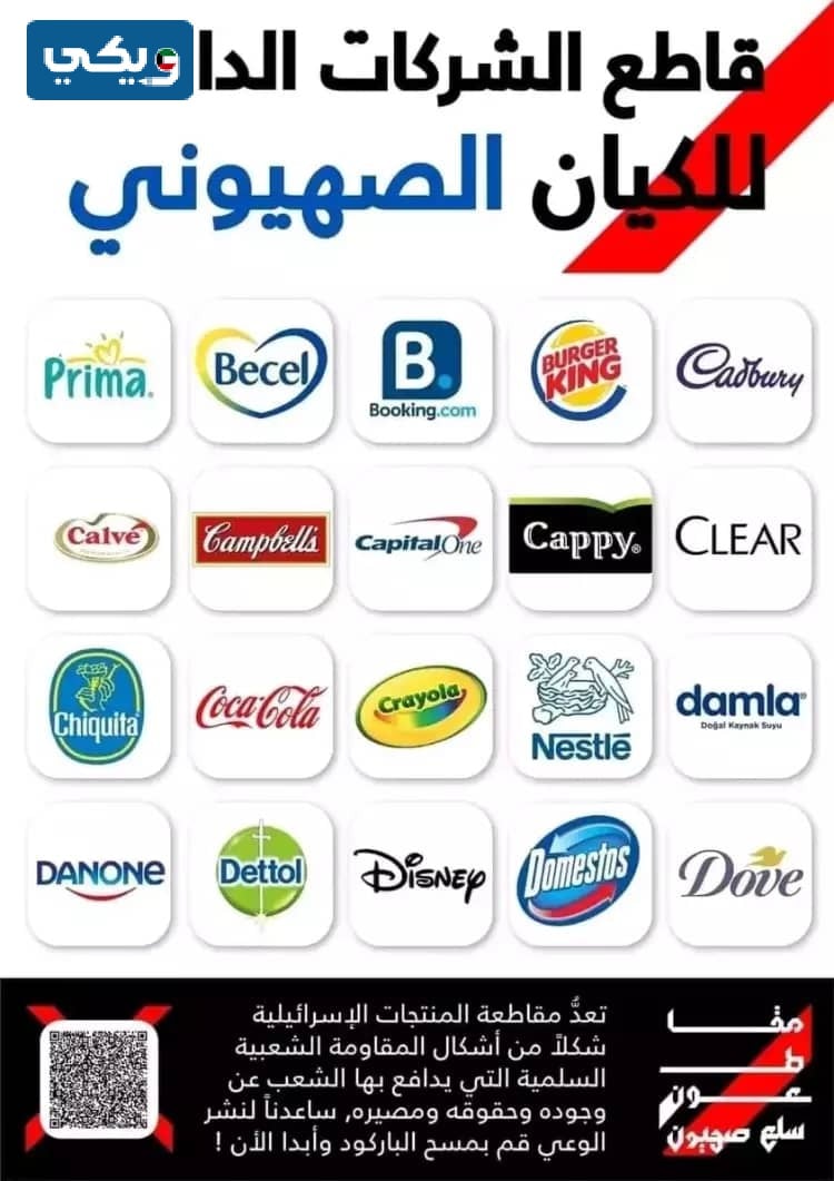 أسماء المنتجات التي تدعم إسرائيل