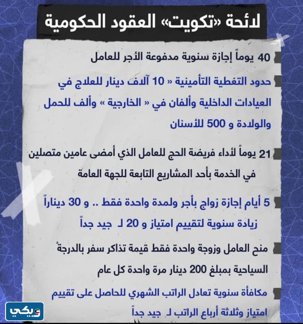 الإجازات الممنوحة للعامل الكويتي في لائحة العقود الوطنية