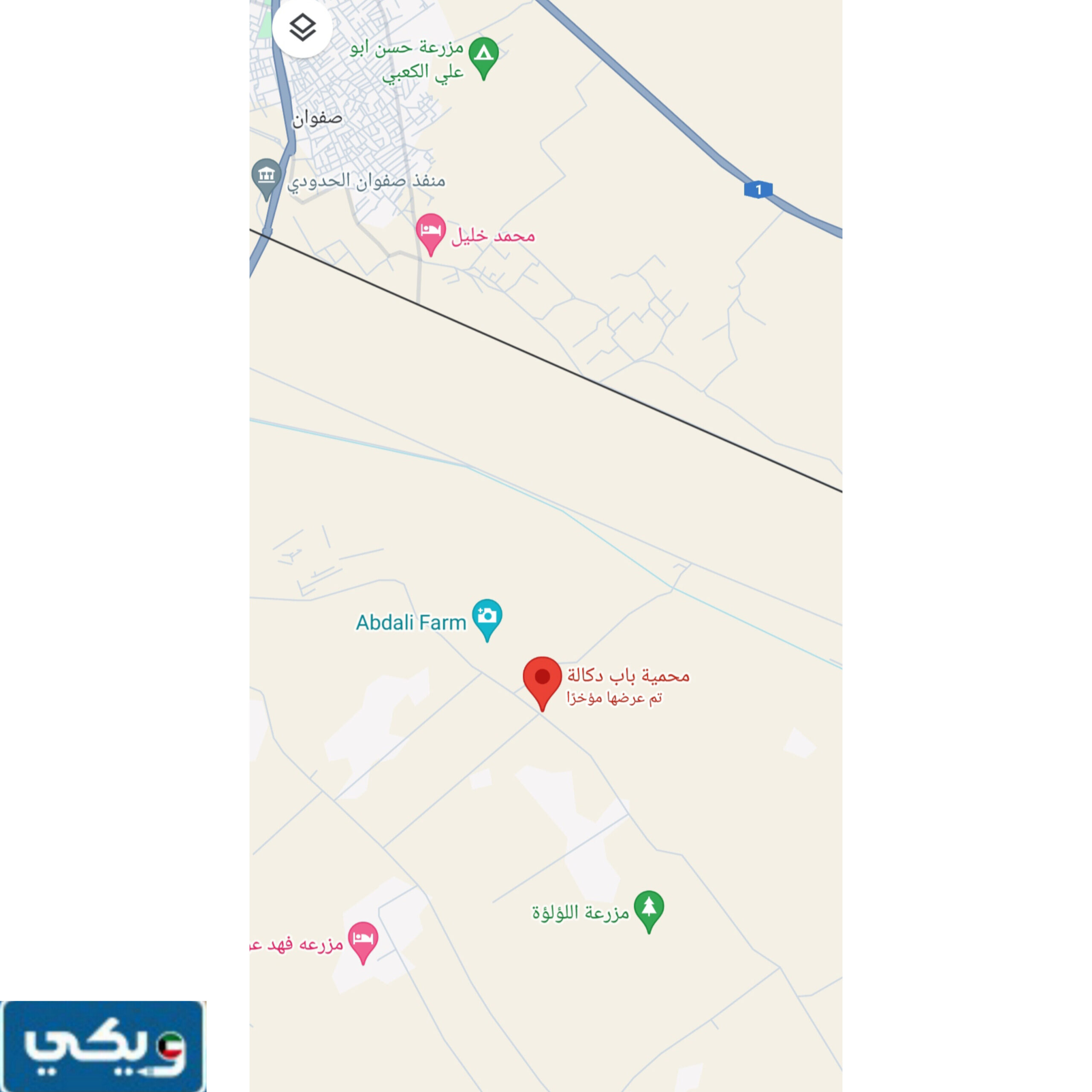 موقع محمية باب دكالة الكويتية على خرائط جوجل
