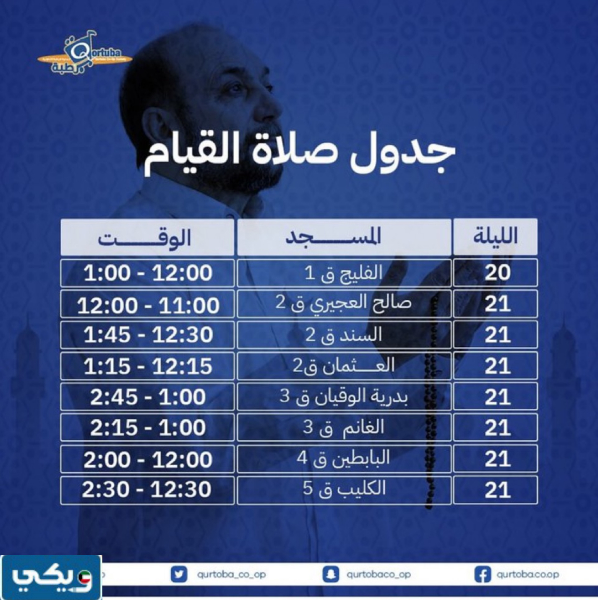 أوقات صلاة القيام في مساجد قرطبة