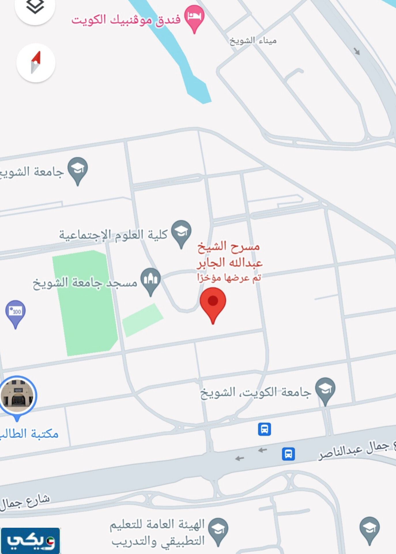 موقع مسرح عبدالله الجابر على خرائط جوجل